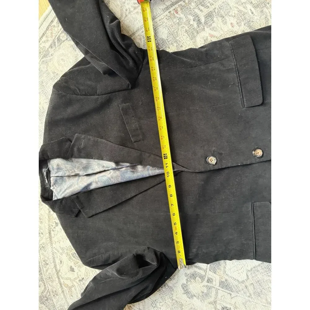 Lauren Ralph Lauren Mens Black Corduroy Blazer Elbow Patches Sport Coat 44R